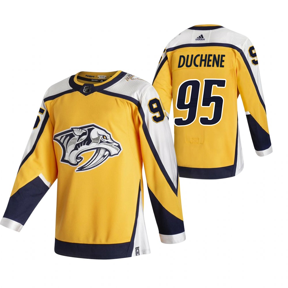 2021 Adidias Nashville Predators #95 Matt Duchene Yellow Men Reverse Retro Alternate NHL Jersey